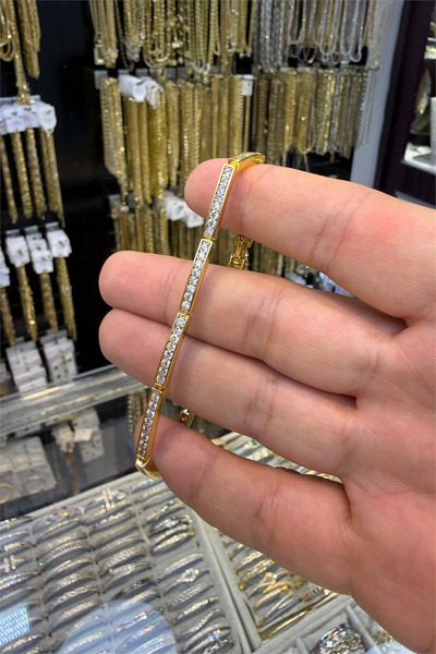 Taşlı Gold İnce Bileklik