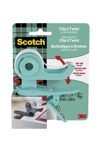 3M ΔΙΑΝΟΜΕΑΣ ΤΑΙΝΙΑΣ C19 CLIP & TWIST 19mmx8,89m Τιρκουάζ