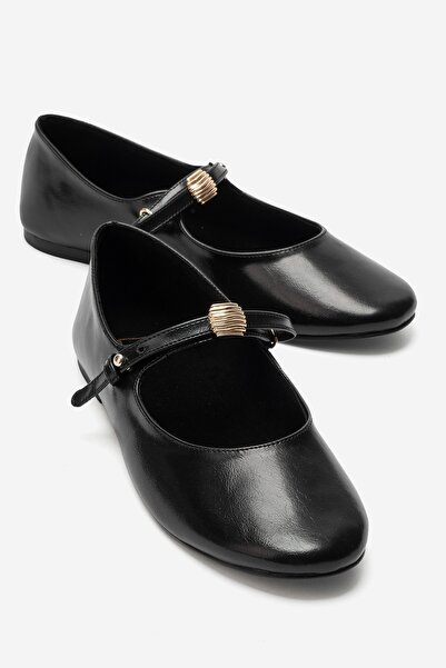 LuviShoes Kathy Black Buckle Women's Ballerina Shoes