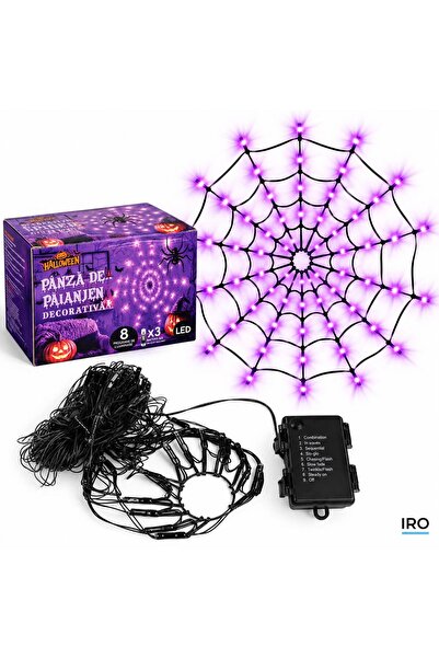 IRO Φωτεινή Εγκατάσταση Ιστού Αράχνης για το Halloween, Ø120 εκ., 70 Μωβ LED,...