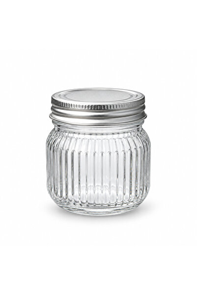 Nautilus Ribbed Glass Jar with Silver Lid - 220ml