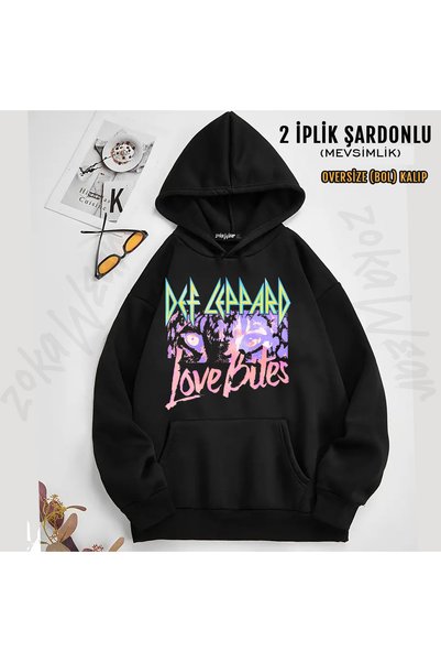 ZOKAWEAR سويت شيرت بقلنسوة مطبوع عليه Love Bites Def Leppard