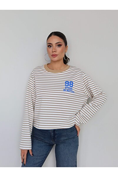 ESRAHELVACI Striped Printed Long Sleeve Blouse