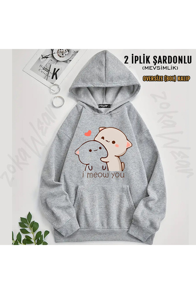 ZOKAWEAR Funny Cat Printed T-Shirt Cute Bubu Dudu Printed Hooded Sweatshirt