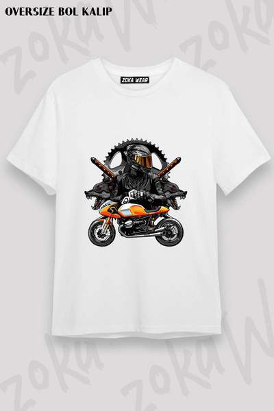 ZOKAWEAR Motorcycle T-Shirt Katana Motor Wolf Printed T-Shirt