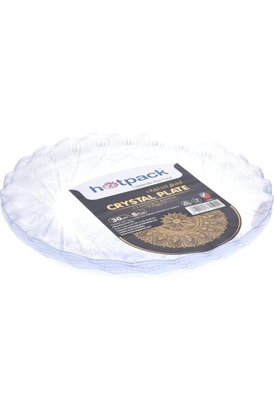 Hotpack Elegant Crystal Clear Plastic Plates, 30cm | Disposable Serving Dishe...
