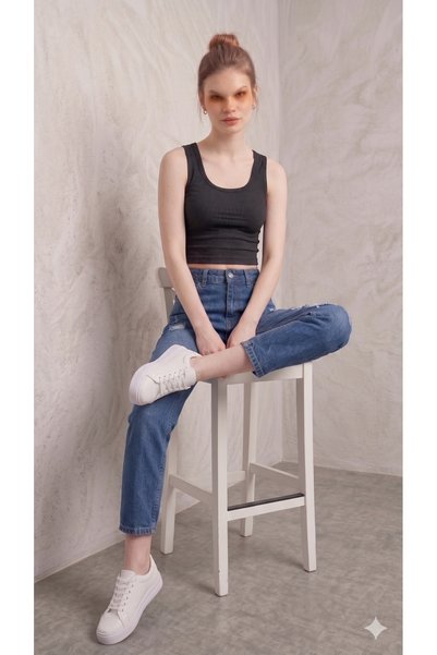 VELLMORA Ribana Fabric Slim Fit Crop