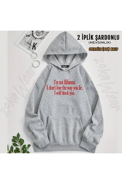 ZOKAWEAR Im Not Rihanna Printed Hooded Sweatshirt