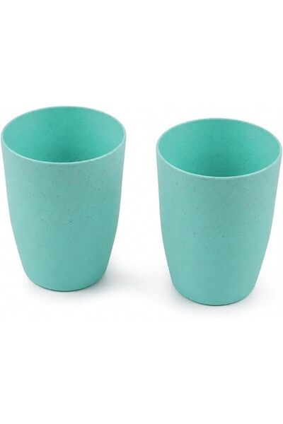 Sweet seven Stackable Wheat Straw Rinsing Cups, Set of 2 Green Cups for Bathr...