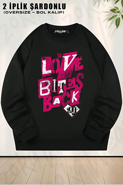 ZOKAWEAR Love Bites Back Wwe Aj Lee Printed Crew Neck Sweatshirt