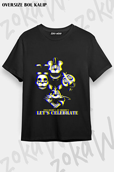 ZOKAWEAR Five Nights at Freddy's 5Naf Fnaf Let's Celebrate Printed T-Shirt