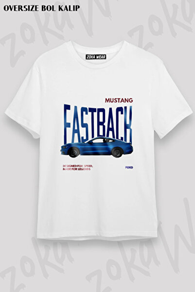 ZOKAWEAR Ford Mustang Fastback Printed T-Shirt