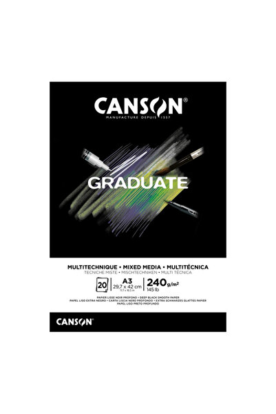 Canson GRADUATE ΜΙΚΤΩΝ ΥΔΕΑΣΕΩΝ ΜΑΥΡΟ A3 240gsm 20 φύλλα ΜΠΛΟΚ