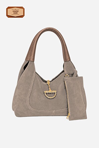Alessia Bag Nora Büyük Boy Hakiki Süet Metal Tokalı Omuz Çantası