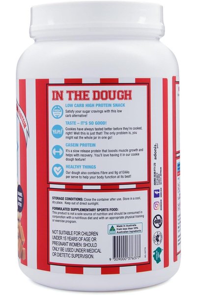Adonis Protein Cookie Dough | 20.5g of Casein Protein with 3.3g Fat and 7.1g Carbs | High Fiber Protein Cookie with Real Choco Chips, Low Carb & Gluten Free (Caramel Peanut Butter, 1 kg)