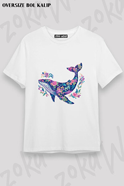 ZOKAWEAR Colorful Fish and Whale Pattern Printed T-Shirt