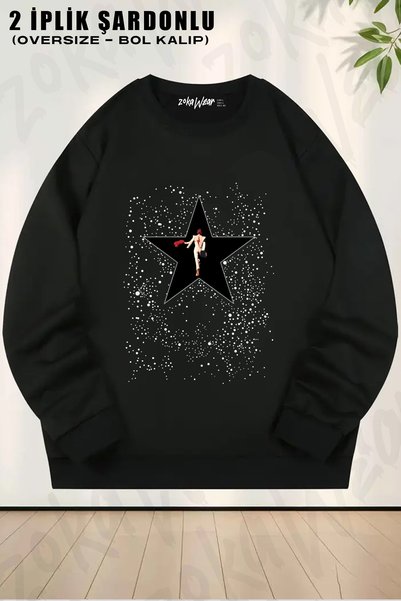 ZOKAWEAR David Bowie Tisort Printed Crew Neck Sweatshirt