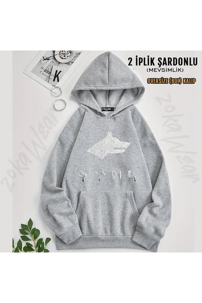 ZOKAWEAR Kurtlu Gokturkce Turkish Printed Hooded Sweatshirt