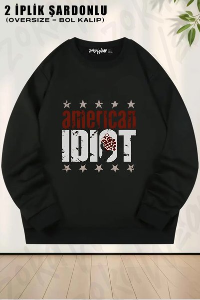 ZOKAWEAR Green Day Designed Printed Crew Neck Sweatshirt