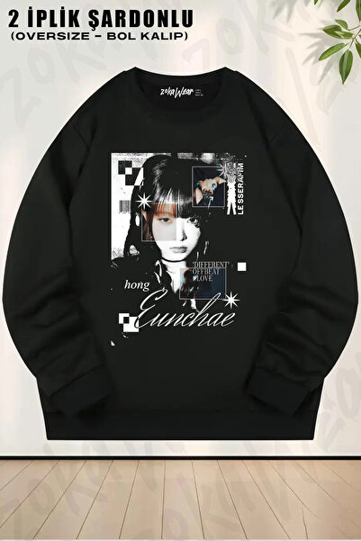 ZOKAWEAR Different Hong Eunchae Le Sserafim Printed Crew Neck Sweatshirt