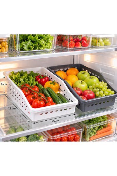 Cazoria 2-Piece Refrigerator Organizers, White and Anthracite