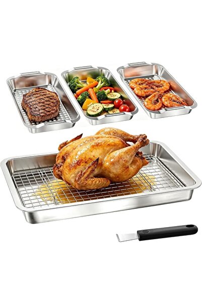 GENERAL 6 Pcs Stainless Steel Baking Sheet Set for Cooking,Baking,Cooling,Bar...
