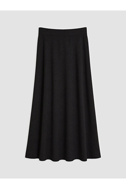LC Waikiki Alita City Lcw Grace Black Plain Long Women's Skirt with a Difference