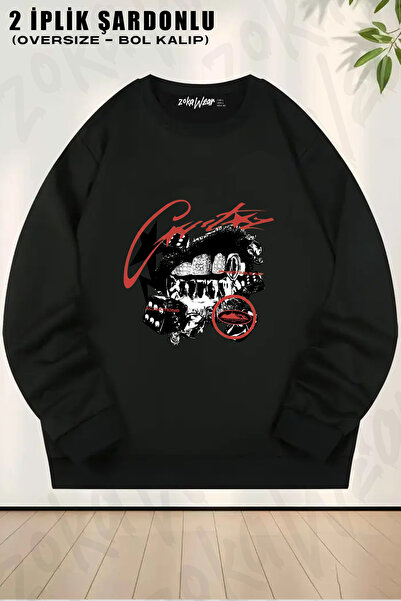 ZOKAWEAR Corteiz Lip Print Crew Neck Sweatshirt