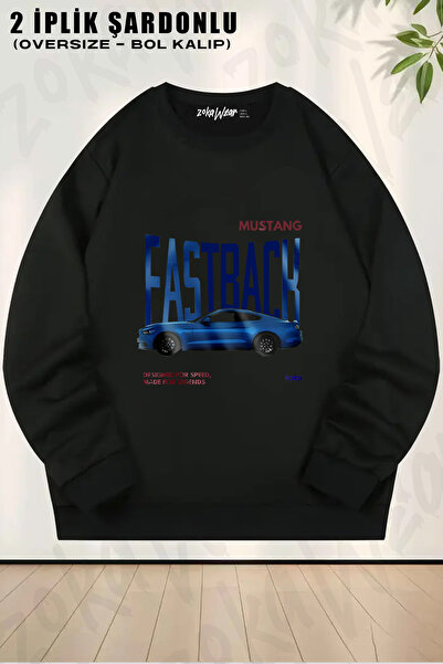 ZOKAWEAR Ford Mustang Fastback Printed Crew Neck Sweatshirt