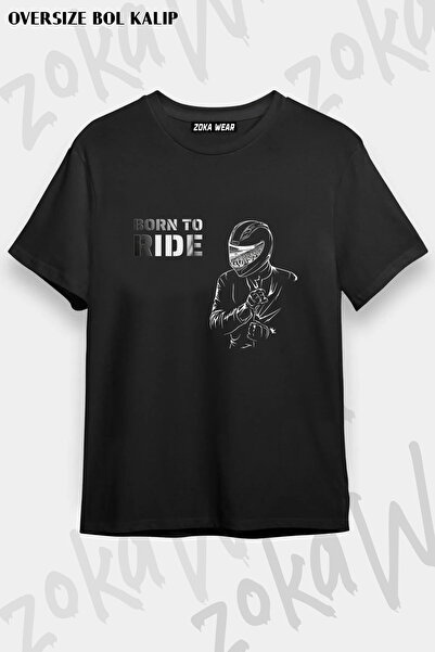 ZOKAWEAR Born to Ride Motorcycle Front and Back Printed T-Shirt