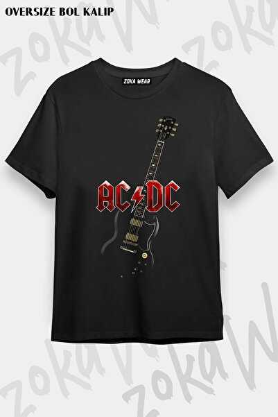 ZOKAWEAR Acdc Guitar Silhouette Rock Metal Printed T-Shirt