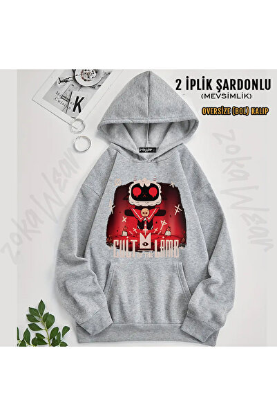 ZOKAWEAR Cult of the Lamb Printed Hooded Sweatshirt