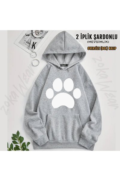 ZOKAWEAR Pet Cat Paw Printed Hooded Sweatshirt