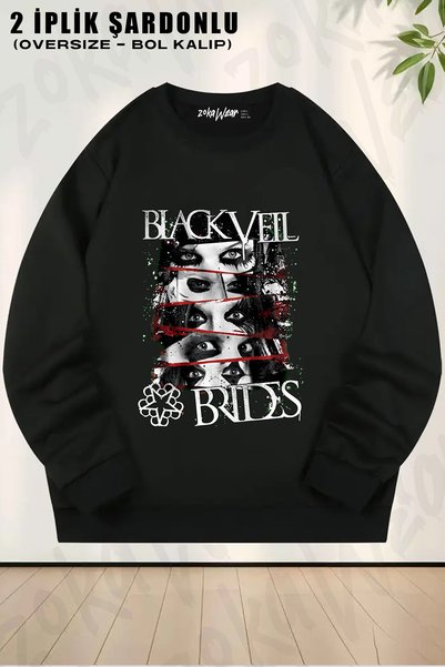 ZOKAWEAR سويت شيرت بطبعة Eyes Black Veil Brides ذو ياقة دائرية