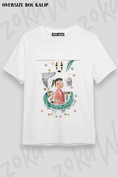ZOKAWEAR تي شيرت مطبوع عليه ملصق تشيهيرو سبيريتيد أواي