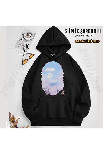 ZOKAWEAR Sakura Ape Head Printed Hooded Sweatshirt