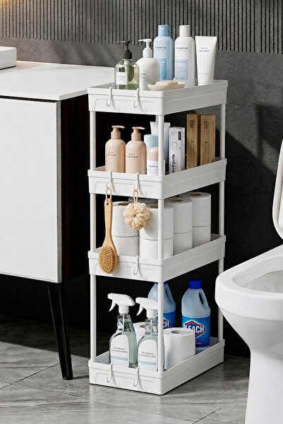 ATA HOME XL Rafata Çok Amaçlı Geniş 4 Katlı Banyo Düzenleyici Dolap İçi Organ...