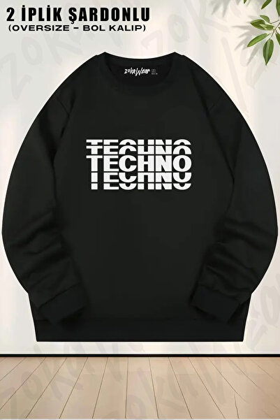 ZOKAWEAR Techno Festival Music House Periodic Printed Crew Neck Sweatshirt