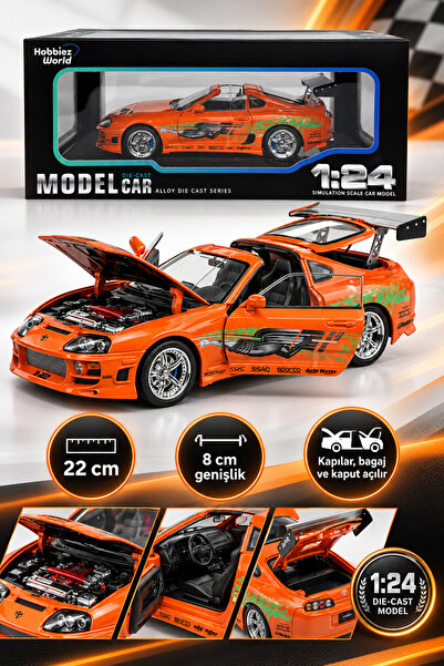 PONİKİDO Toyota Supra MK4 1:24 Metal Model Araba 22 cm – Kapıları, Kaputu ve ...