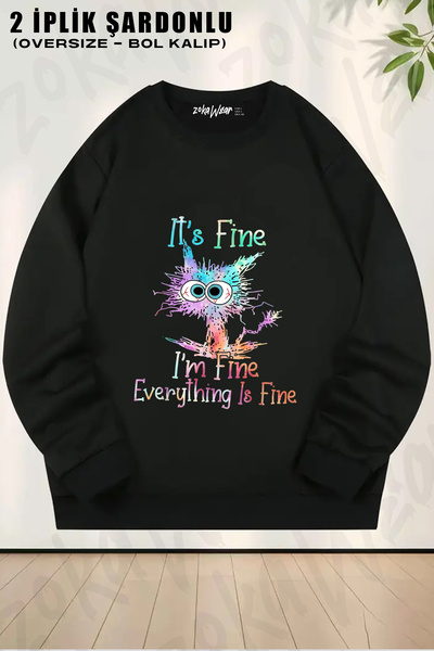 ZOKAWEAR Tie Dye I'M Good I'M Fine Caricature Graphic Printed Crew Neck Sweat...