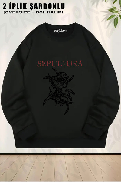 ZOKAWEAR Sepultura Cavalera Metal Rock Music Brazil Printed Crew Neck Sweatshirt
