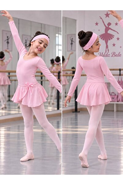 Yıldız Bale Kostüm ve Spor Long Sleeve Back-Closed Swimsuit with Skirt