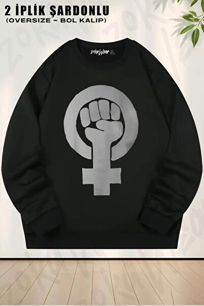 ZOKAWEAR Freedom Action Strong Women's Rights Feminism Printed Crew Neck Swea...