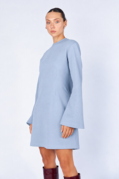 Manche Padded Crew Neck Long Sleeve Mini Dress |   Mkw2811496-1