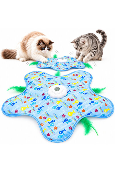 Z&R Hareketli İnteraktif Kedi Oyun Matı - USB Şarjlı - 3 Oyun Modu