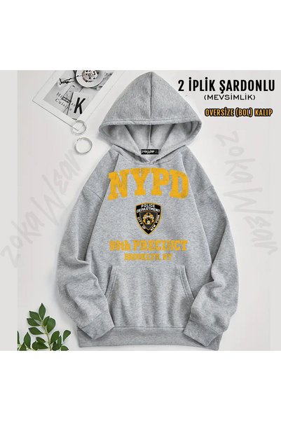 ZOKAWEAR Nypd Printed Premium Printed Hooded Sweatshirt