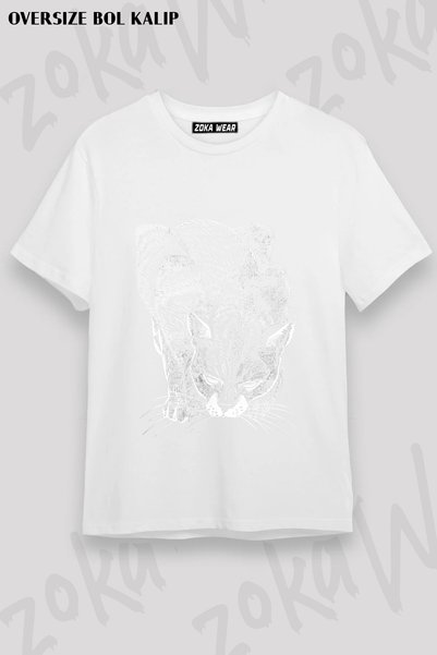 ZOKAWEAR تي شيرت مطبوع عليه رسم شكل قطة سوداء