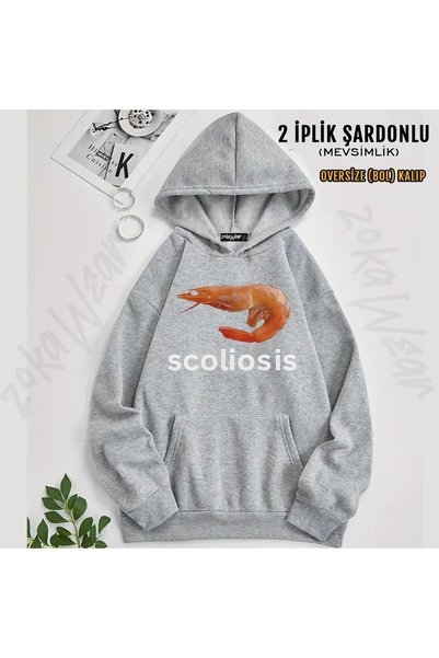 ZOKAWEAR Hanorac cu glugă cu imprimeu „Scoliosis” și creveți