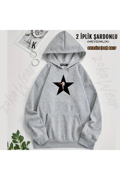 ZOKAWEAR David Bowie Tisort Printed Hooded Sweatshirt