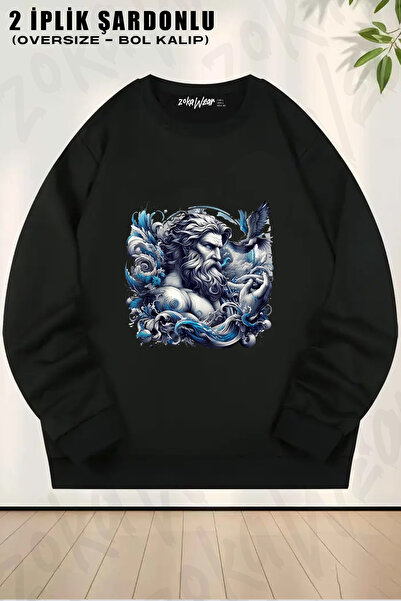 ZOKAWEAR Zeus Printed Crew Neck Sweatshirt